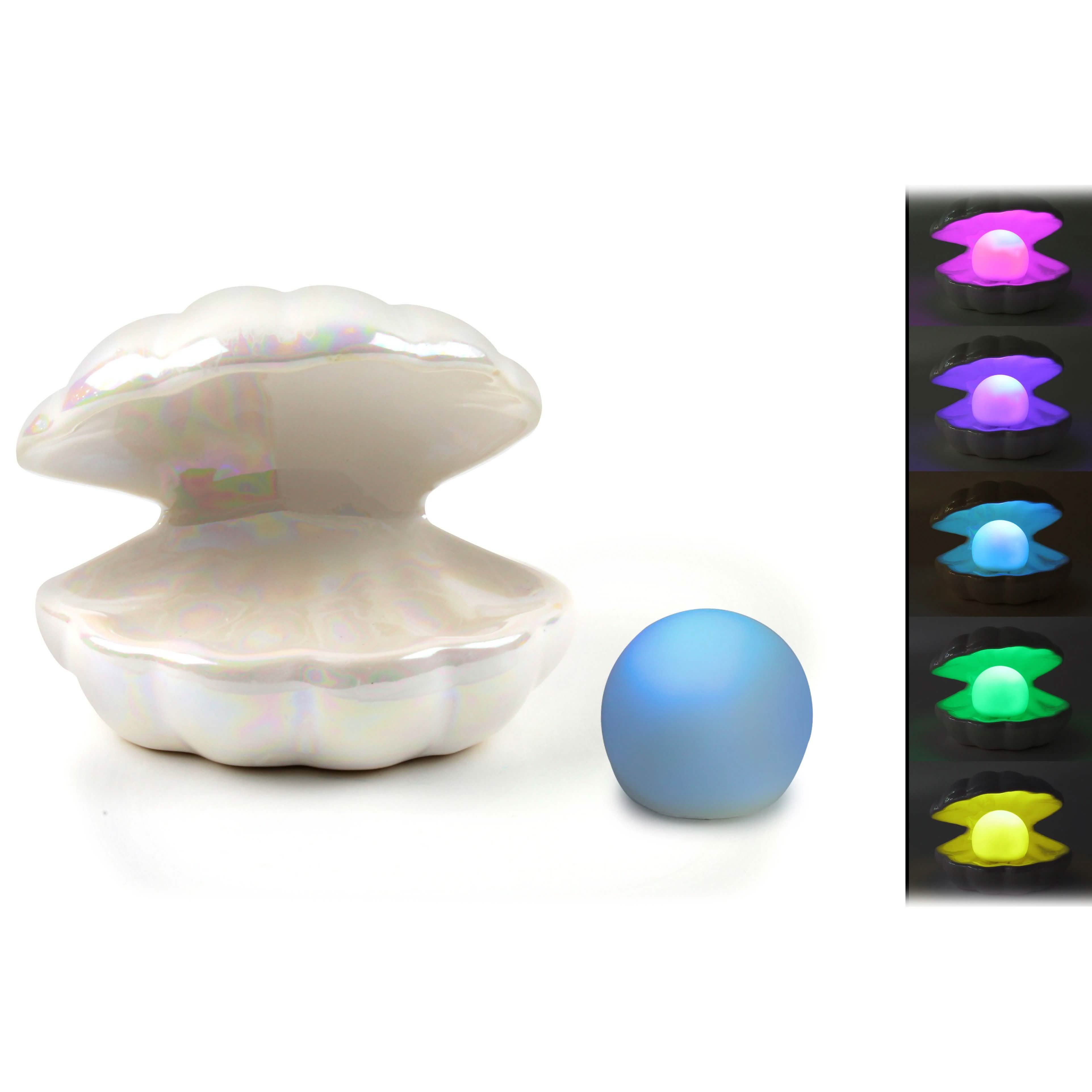 Heart and Haven Pearl in Shell Color-Changing LED Light Ceramic Lamp Decor Lighting & Decor - DailySale
