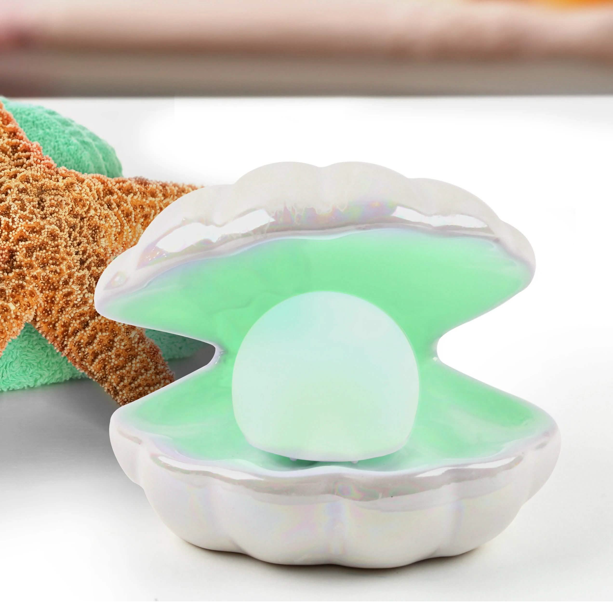 Heart and Haven Pearl in Shell Color-Changing LED Light Ceramic Lamp Decor Lighting & Decor - DailySale