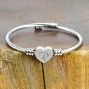 Heart Cable Initial Bracelet Hypoallergenic and Adjustable Jewelry R - DailySale