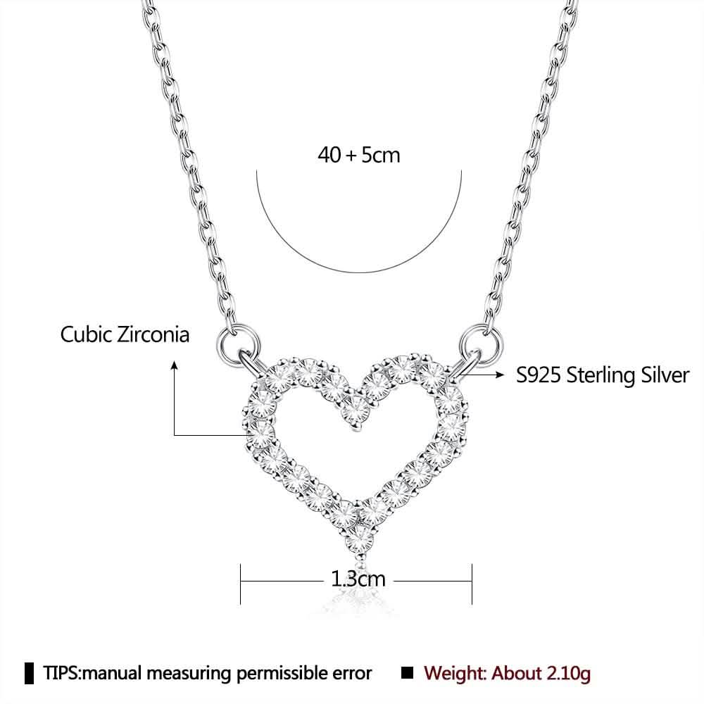 Heart-Shape 925 Sterling Silver Pendant Necklace Necklaces - DailySale