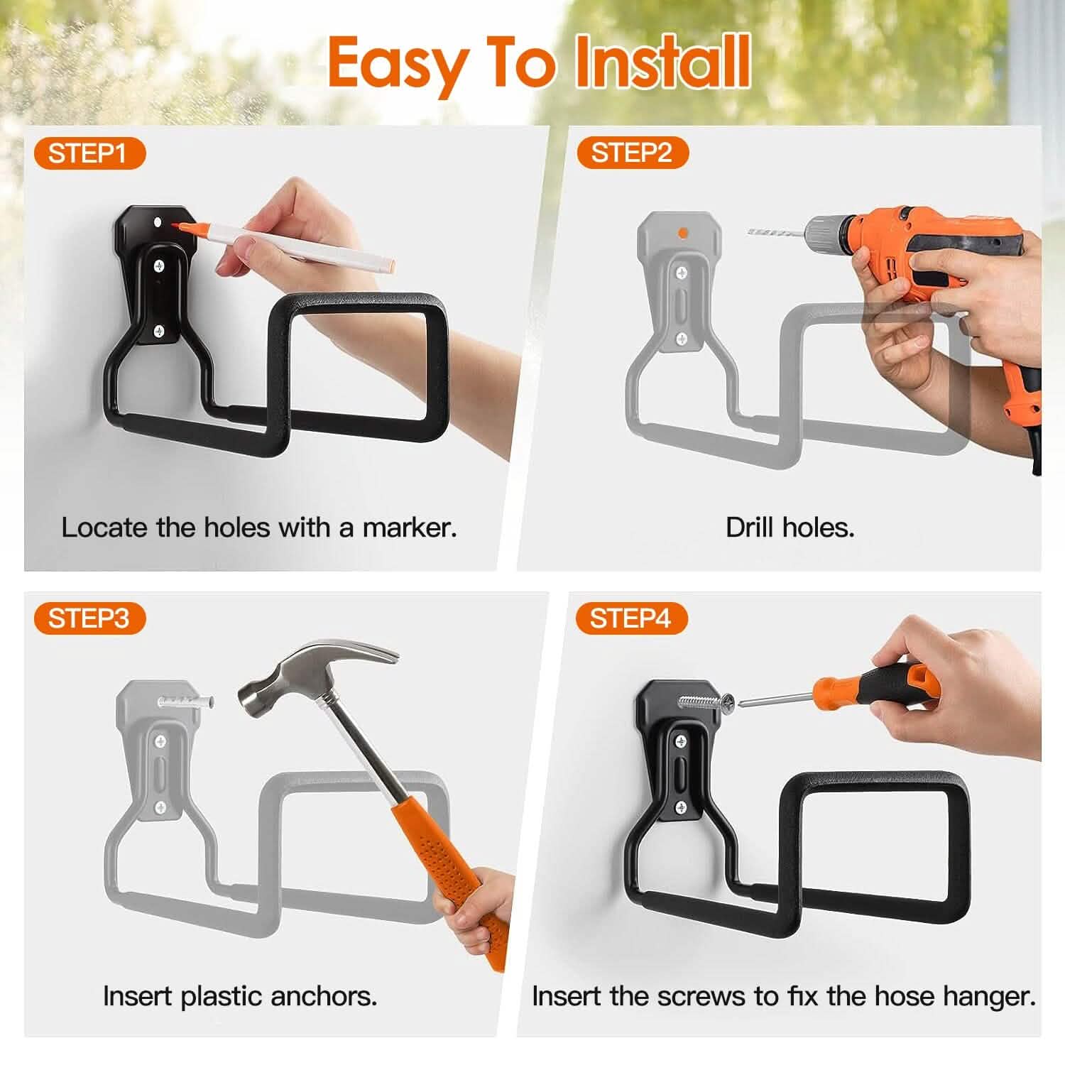 Heavy Duty Iron Hose Holder Wall Mounted Garden & Patio - DailySale