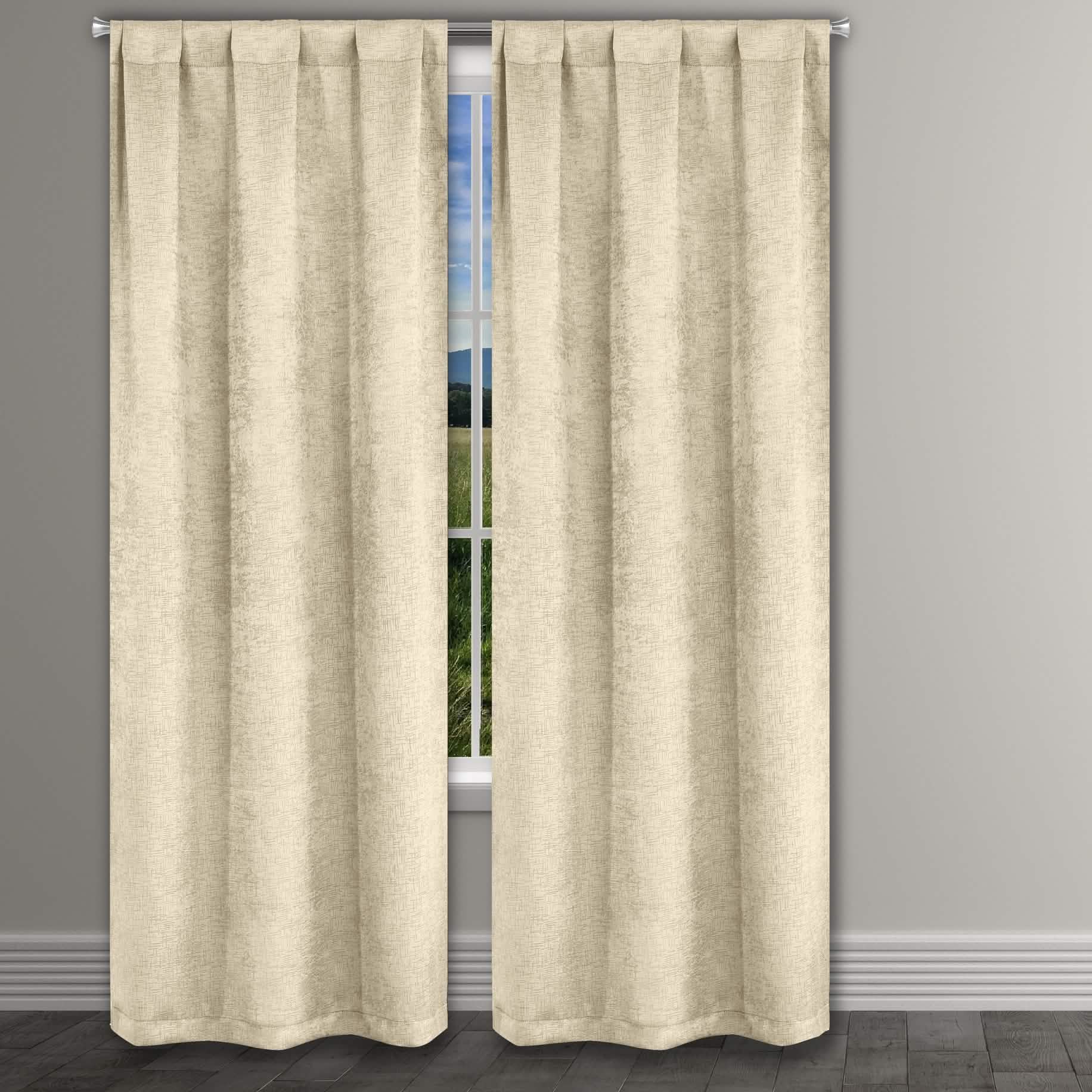 Heavy Suede Embossed Textured Blackout Thermal Window Curtain Pair Panel Furniture & Decor Cream - DailySale