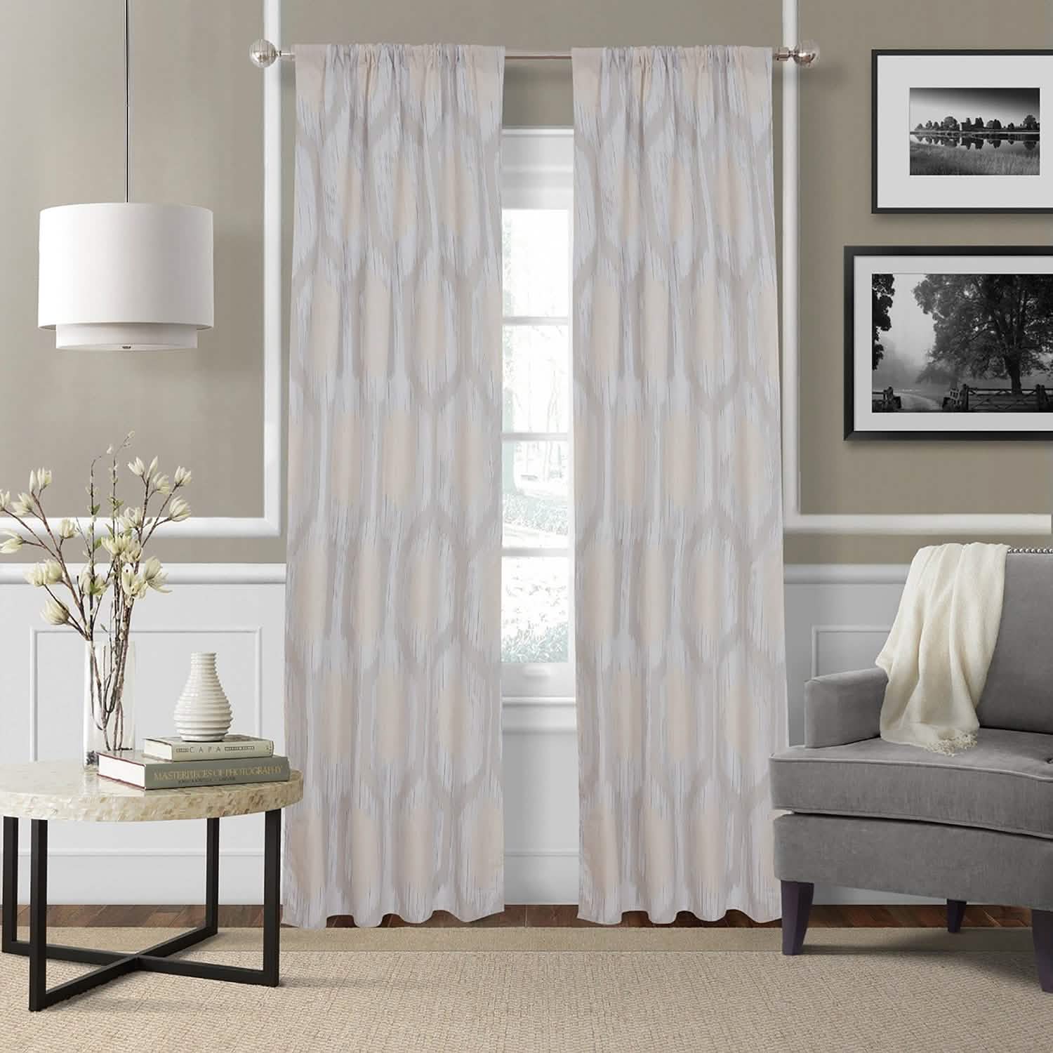 Hexagon Strié Window Curtain Panel Pair Furniture & Decor - DailySale