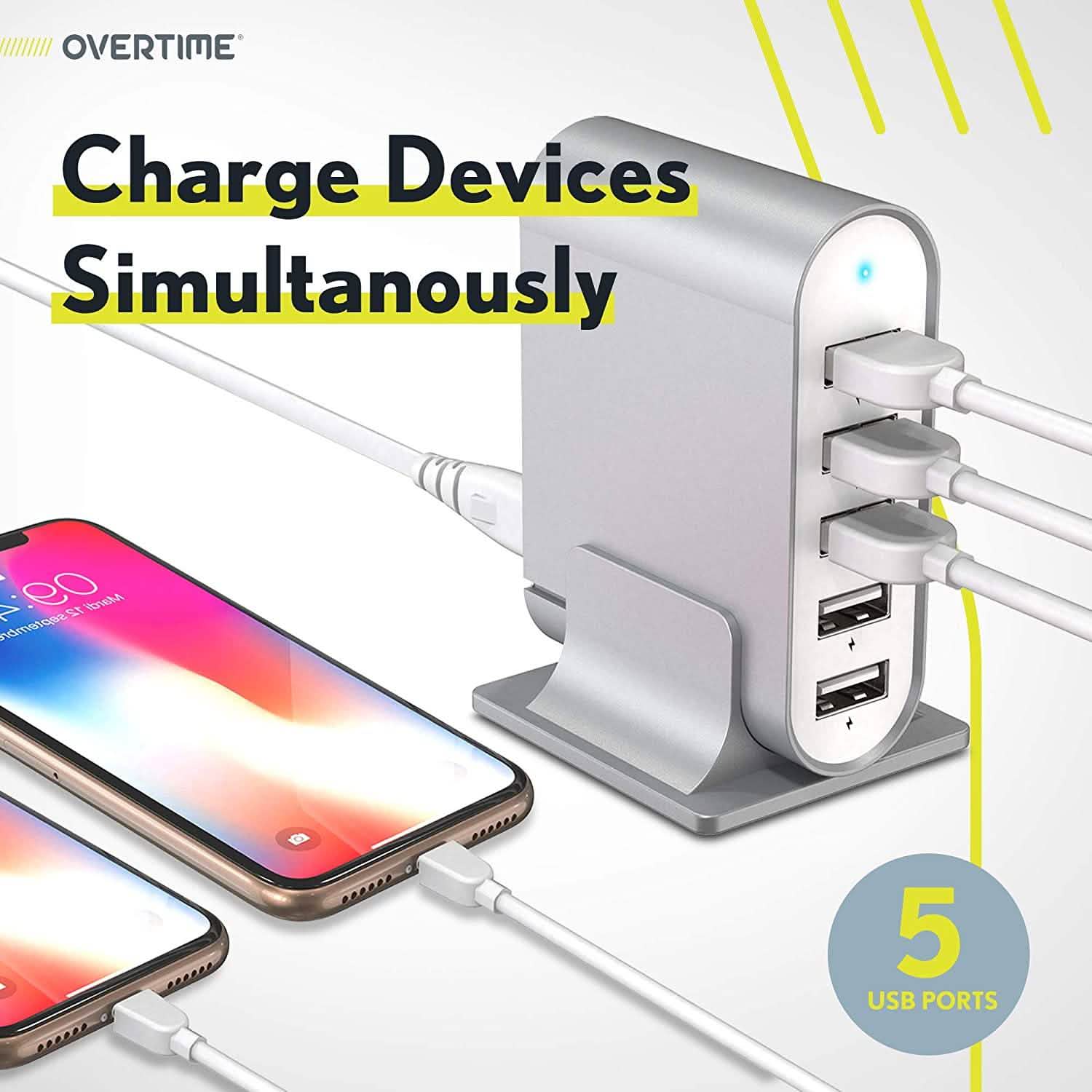 High Power 35.5W/7.1A 5-Port USB Desktop Charging Dock Mobile Accessories - DailySale