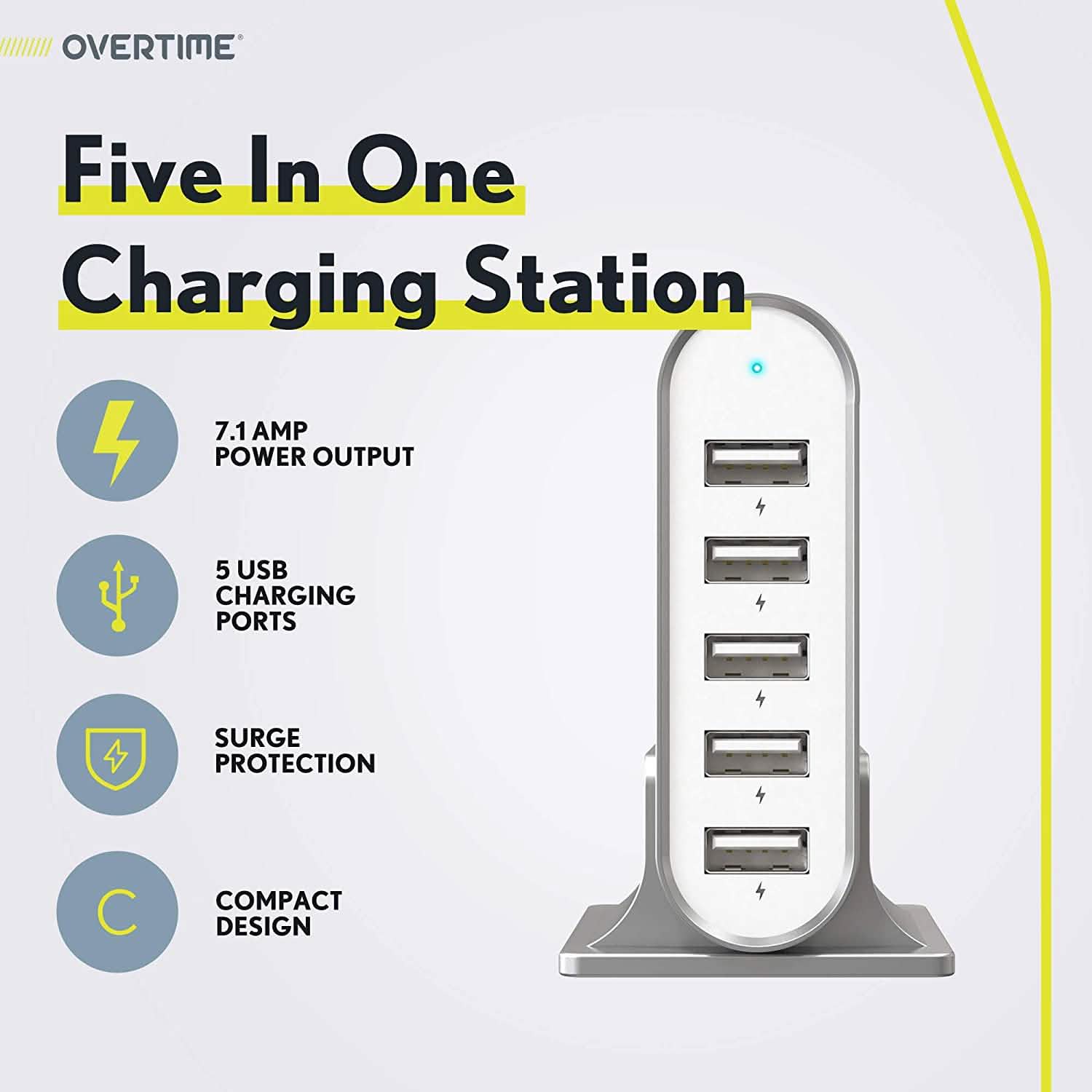 High Power 35.5W/7.1A 5-Port USB Desktop Charging Dock Mobile Accessories - DailySale