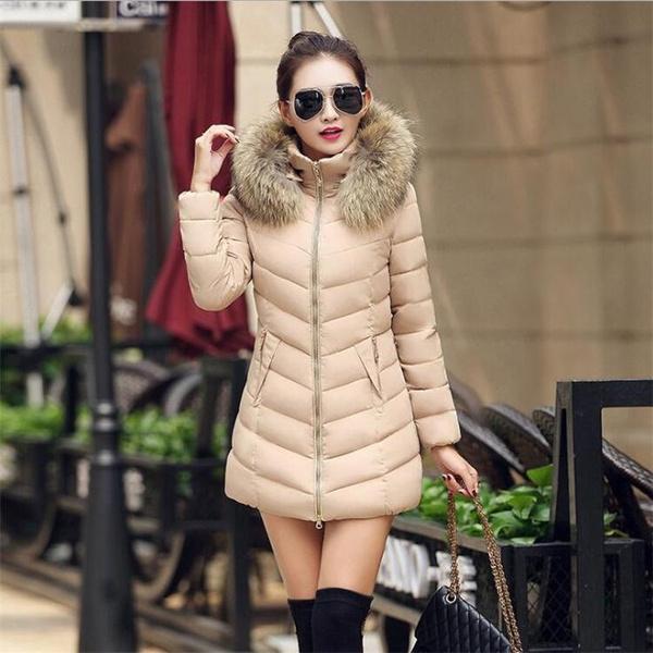 High Quality Winter Down Jacket Women Long Coat Warm Clothes Women's Outerwear Khaki M - DailySale