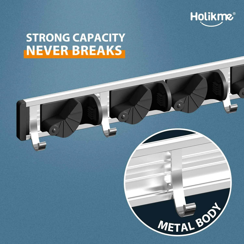 Holikme Mop Broom Holder Wall Mount Metal Pantry Organization and Storage Garden Kitchen Tool Organizer Closet & Storage - DailySale