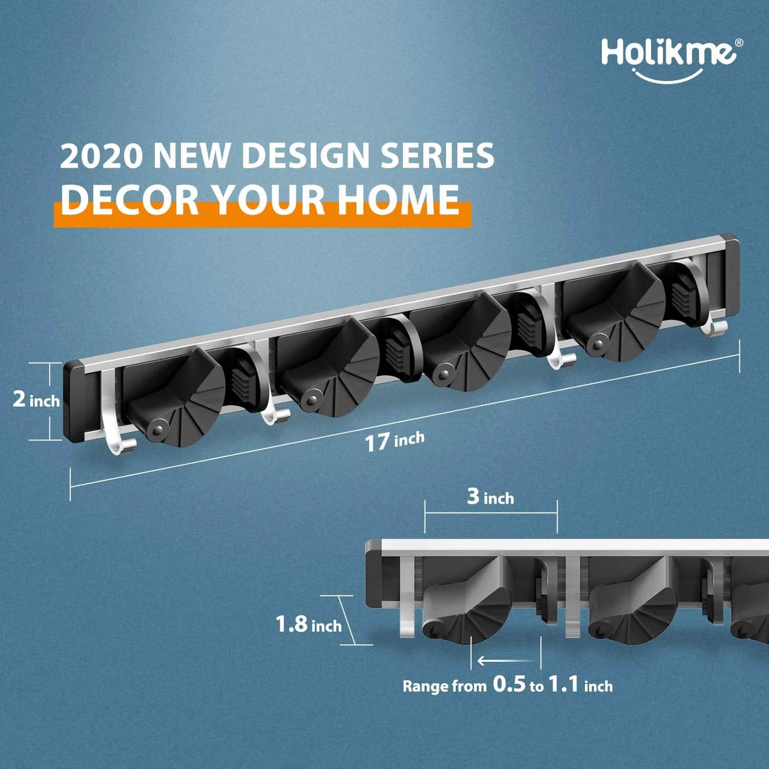 Holikme Mop Broom Holder Wall Mount Metal Pantry Organization and Storage Garden Kitchen Tool Organizer Closet & Storage - DailySale
