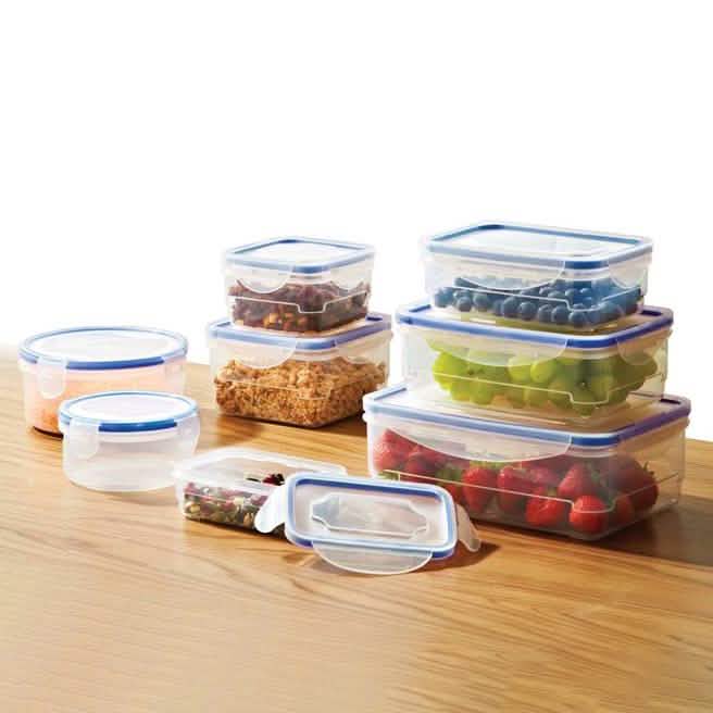 Home Plastic Food Storage Set with Locking Lid Kitchen Essentials 16-Piece Blue - DailySale