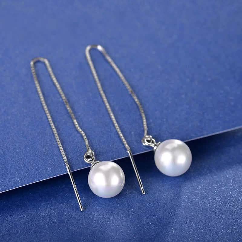 Hongye Big Natural Pearls Ear Line Super Long 925 Silver Drop Earrings Earrings - DailySale
