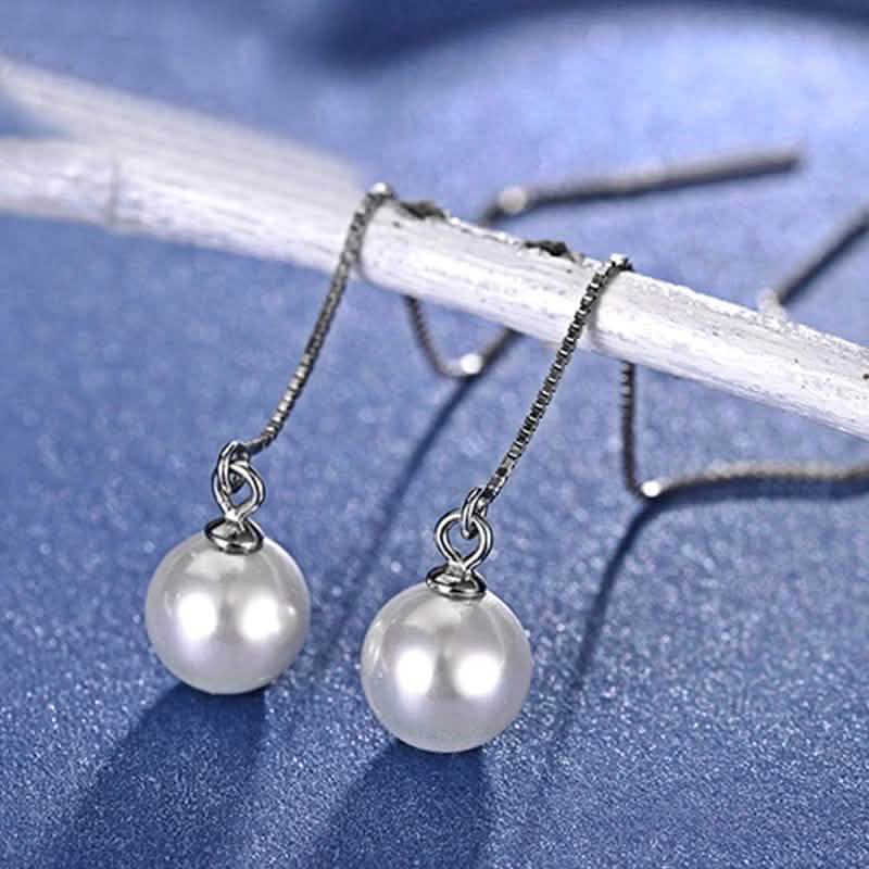 Hongye Big Natural Pearls Ear Line Super Long 925 Silver Drop Earrings Earrings - DailySale
