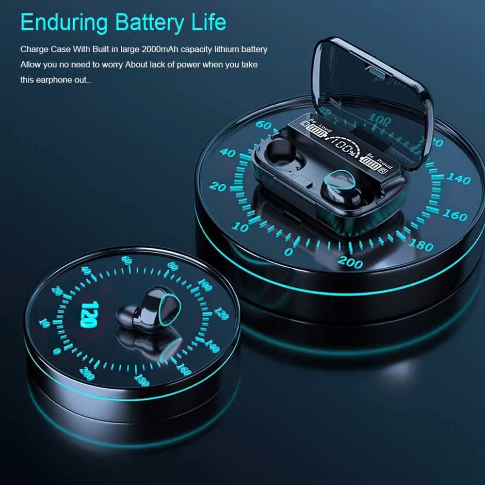 Chart showing the enduring battery life of a set of Hornorm Bluetooth 5.1 Earphones Auto Pairing Bluetooth Headphones