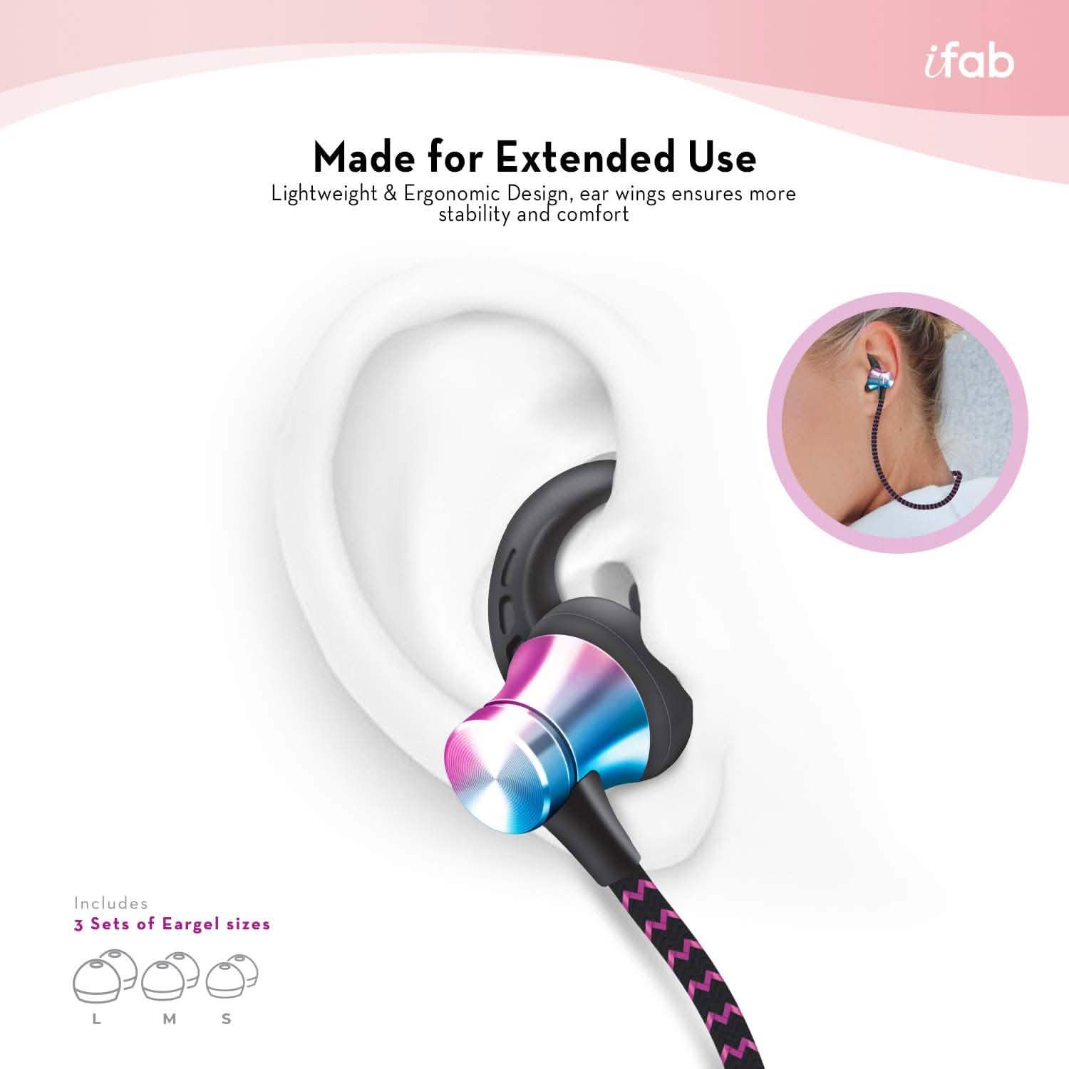 iFab Wireless Neckband Earbuds with Microphone and Control Buttons Headphones & Audio - DailySale