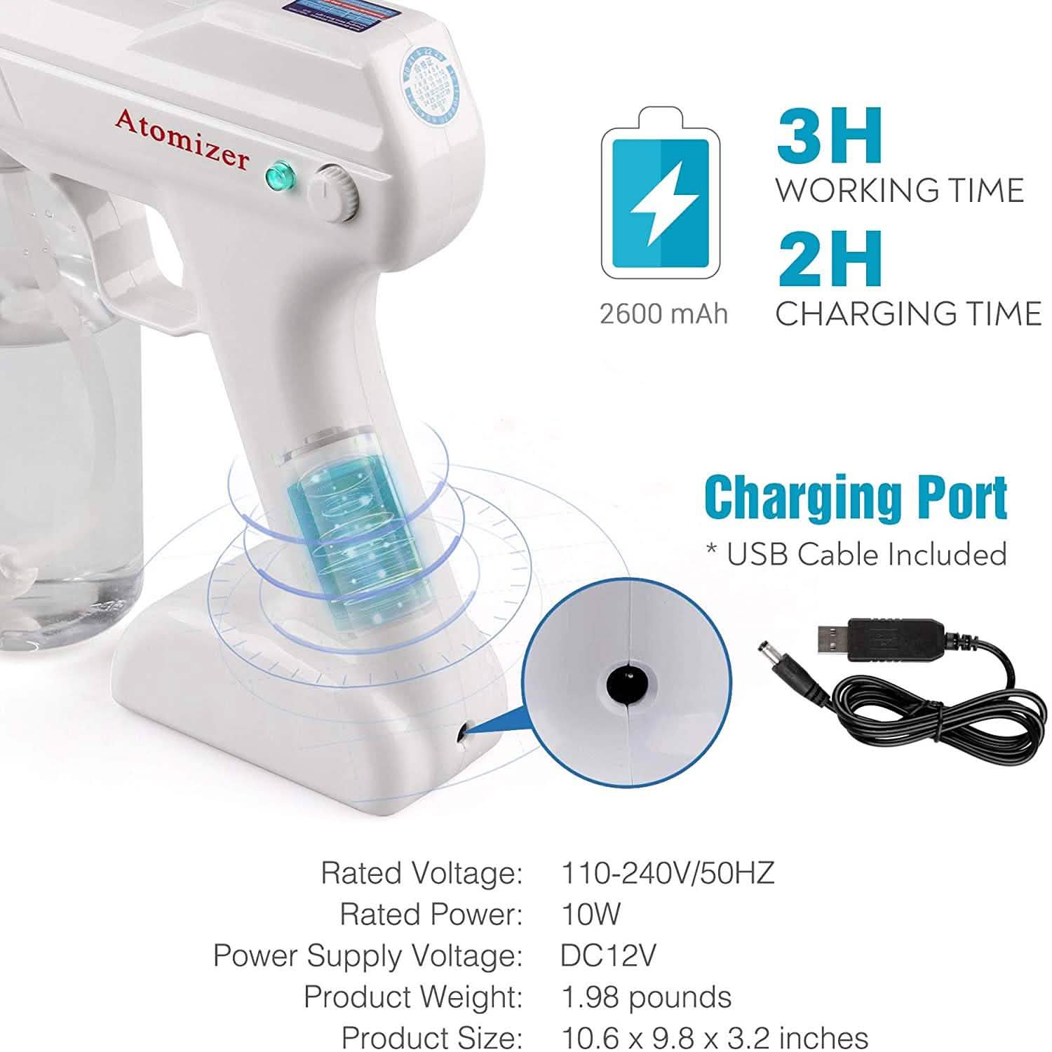 IFLOVE Disinfectant Electrostatic Sprayer Handheld Nano Atomizer Face Masks & PPE - DailySale