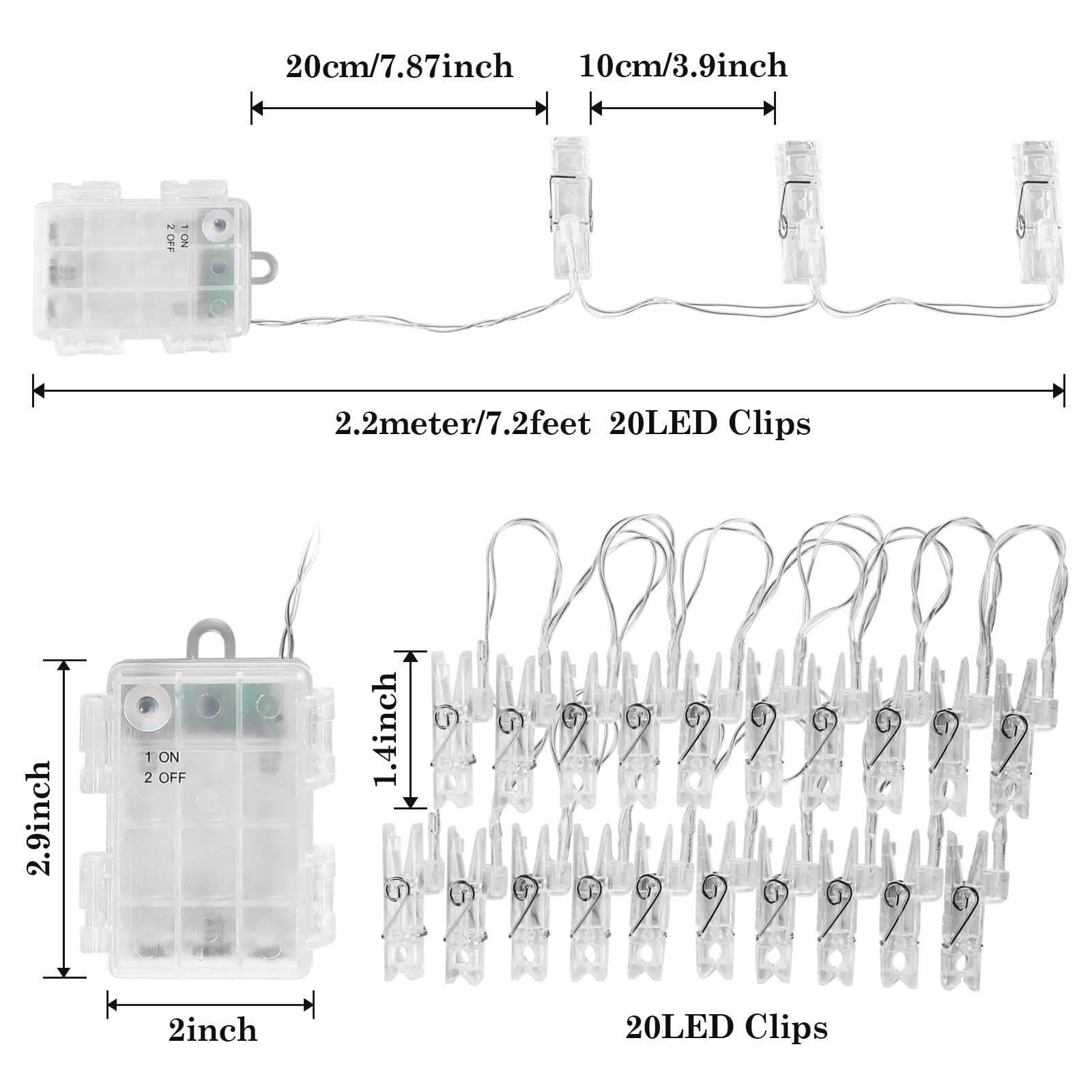 IMAGE 7ft 20 Photo Clips LED String Lights String & Fairy Lights - DailySale