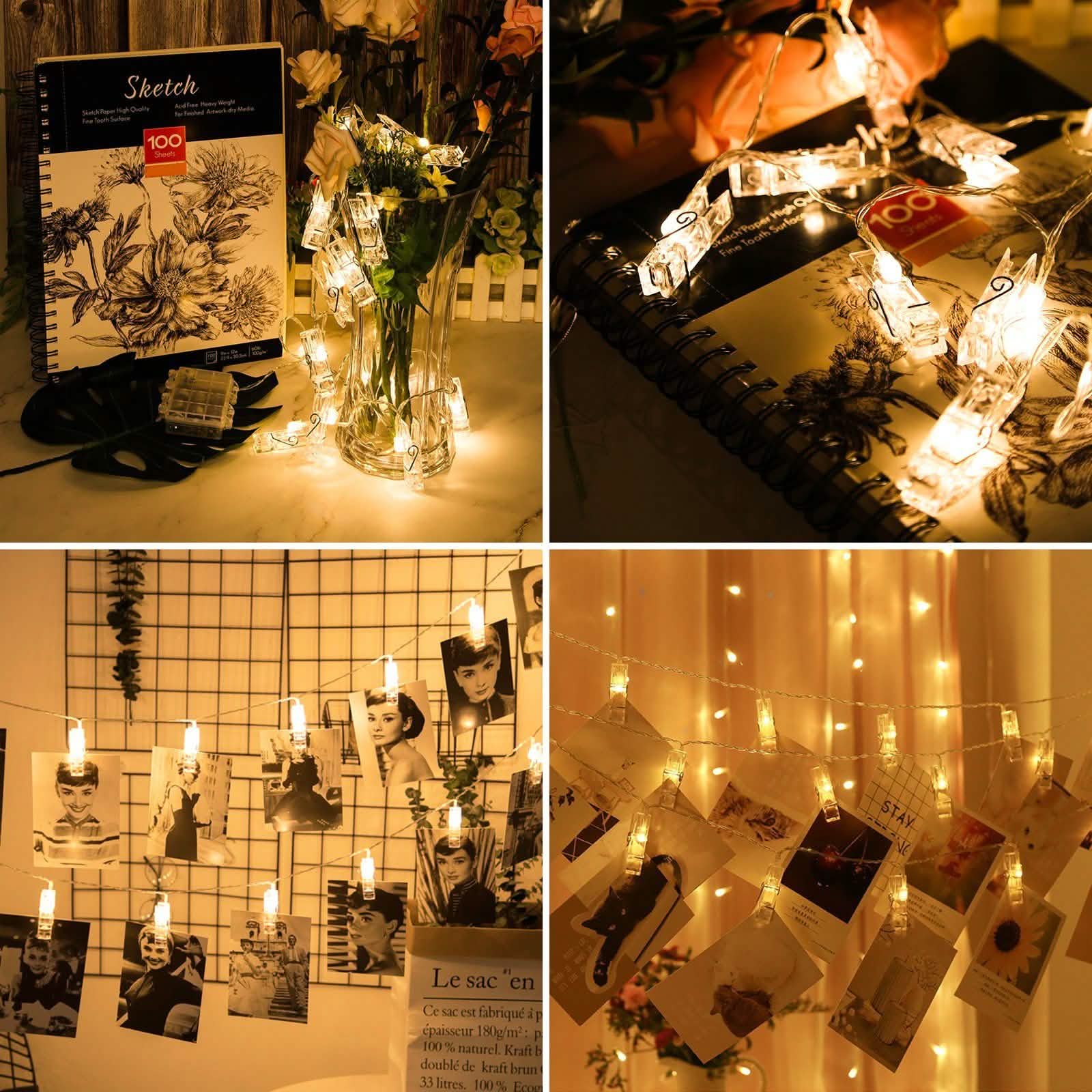 IMAGE 7ft 20 Photo Clips LED String Lights String & Fairy Lights - DailySale
