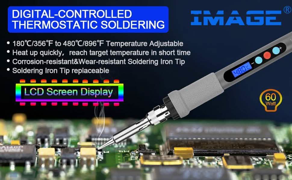 Image Digital-Controlled Thermostatic Soldering Iron with LCD Screen Display Everything Else - DailySale