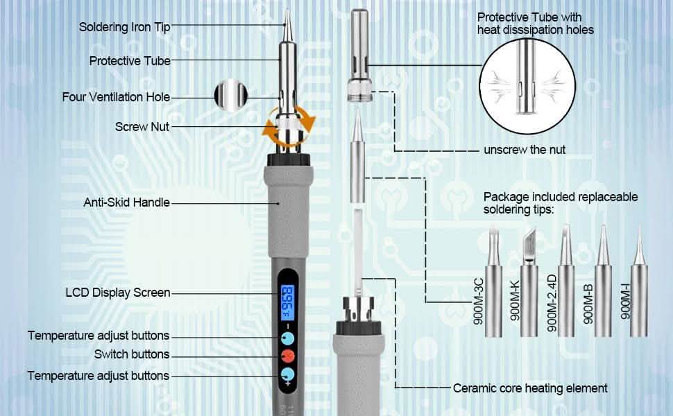 Image Digital-Controlled Thermostatic Soldering Iron with LCD Screen Display Everything Else - DailySale