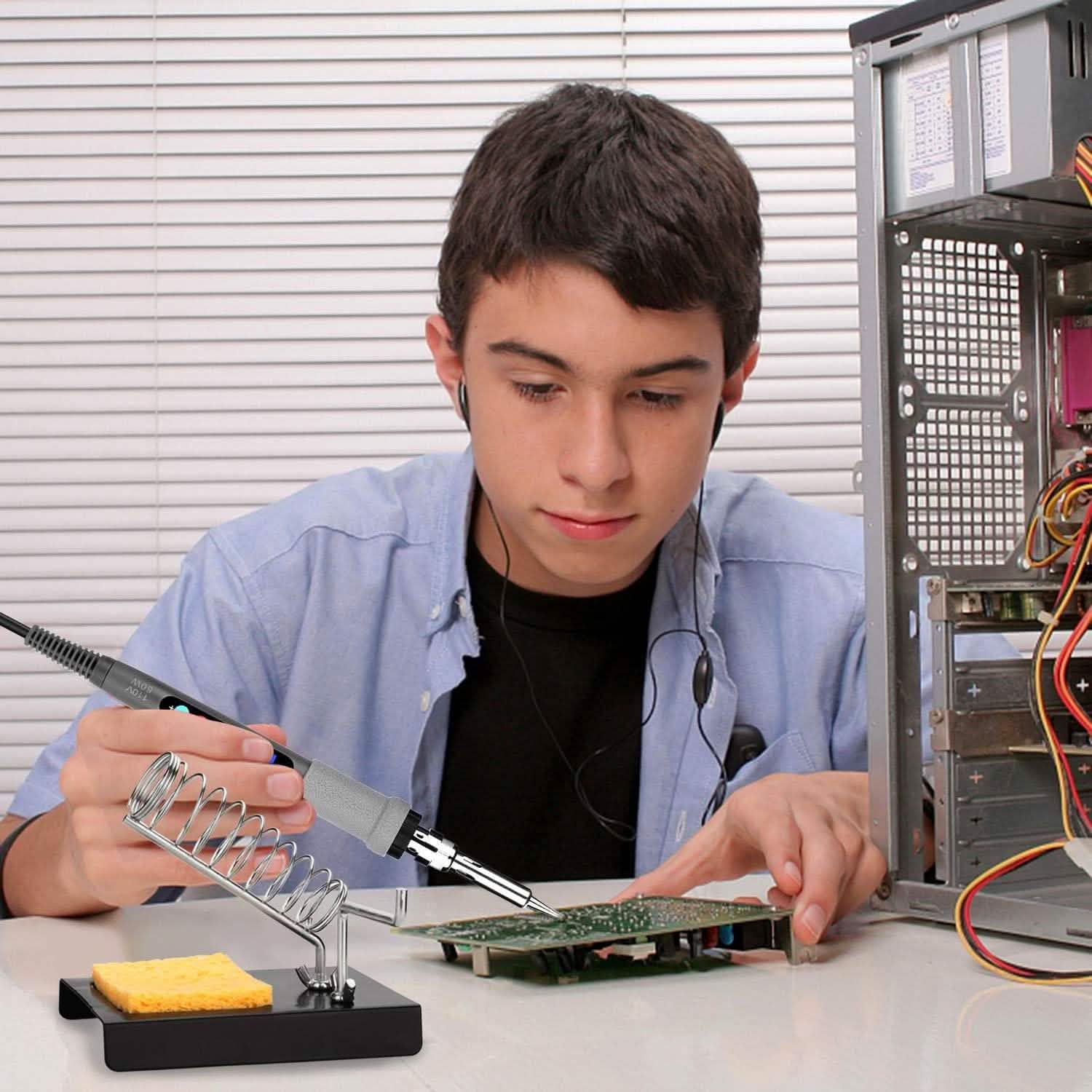 Image Digital-Controlled Thermostatic Soldering Iron with LCD Screen Display Everything Else - DailySale