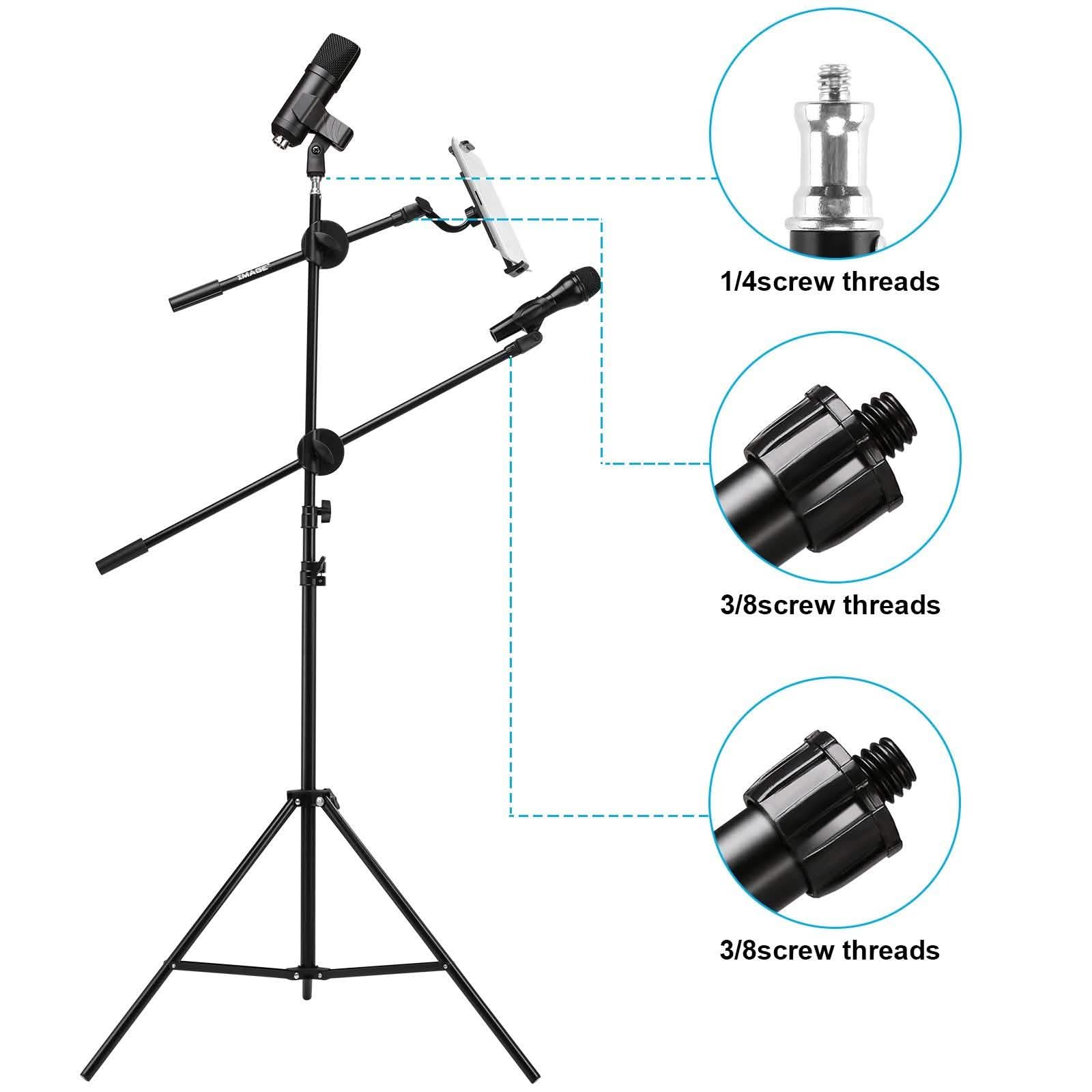 IMAGE Microphone Stand with Mic Clip Holder Headphones & Audio - DailySale