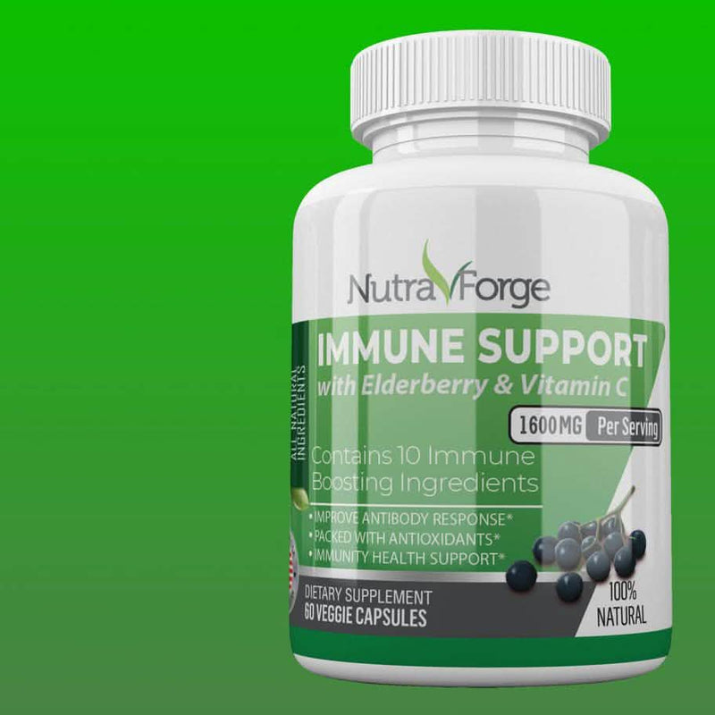 Immune Support Supplement with Elderberry, Vitamin C, Echinacea, Zinc, Garlic, Turmeric 1600mg NON GMO, GMP Wellness & Fitness - DailySale