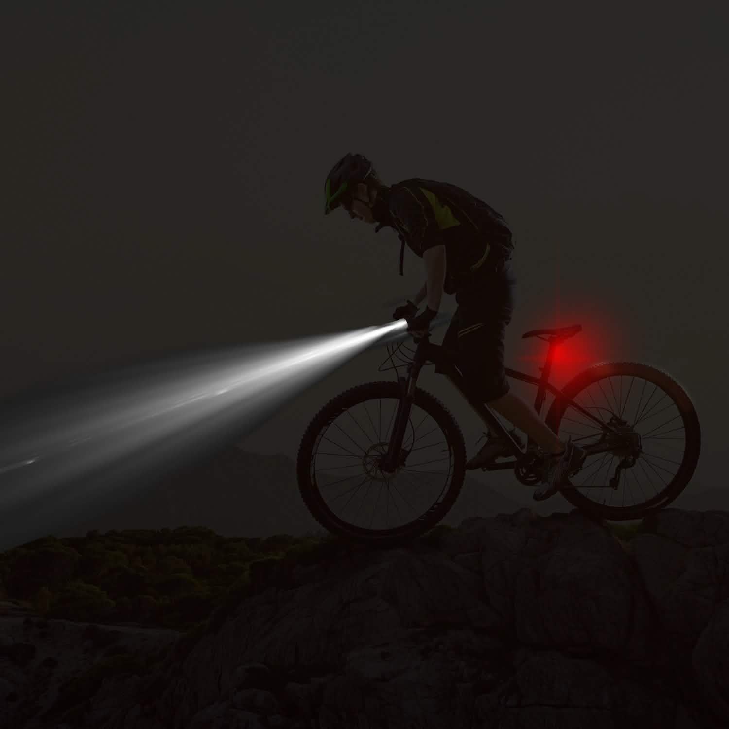iMounTEK Bike Front Flashlight IPX4 Water-Resistant with Tail Warning/Safety LED Lamp Sports & Outdoors - DailySale