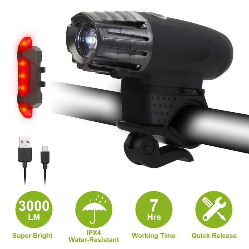 iMounTEK Bike Front Flashlight IPX4 Water-Resistant with Tail Warning/Safety LED Lamp Sports & Outdoors - DailySale