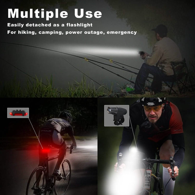 iMounTEK Bike Front Flashlight IPX4 Water-Resistant with Tail Warning/Safety LED Lamp Sports & Outdoors - DailySale