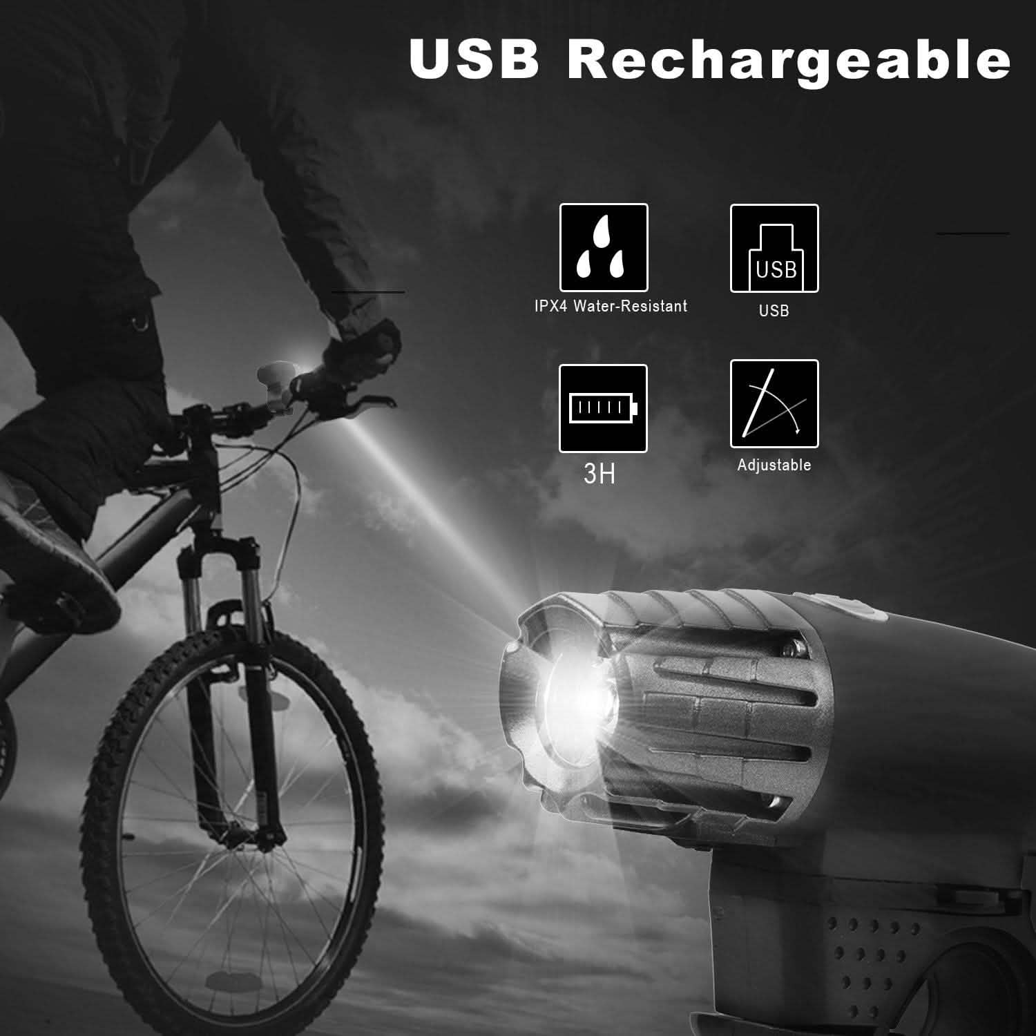 iMounTEK Bike Front Flashlight IPX4 Water-Resistant with Tail Warning/Safety LED Lamp Sports & Outdoors - DailySale