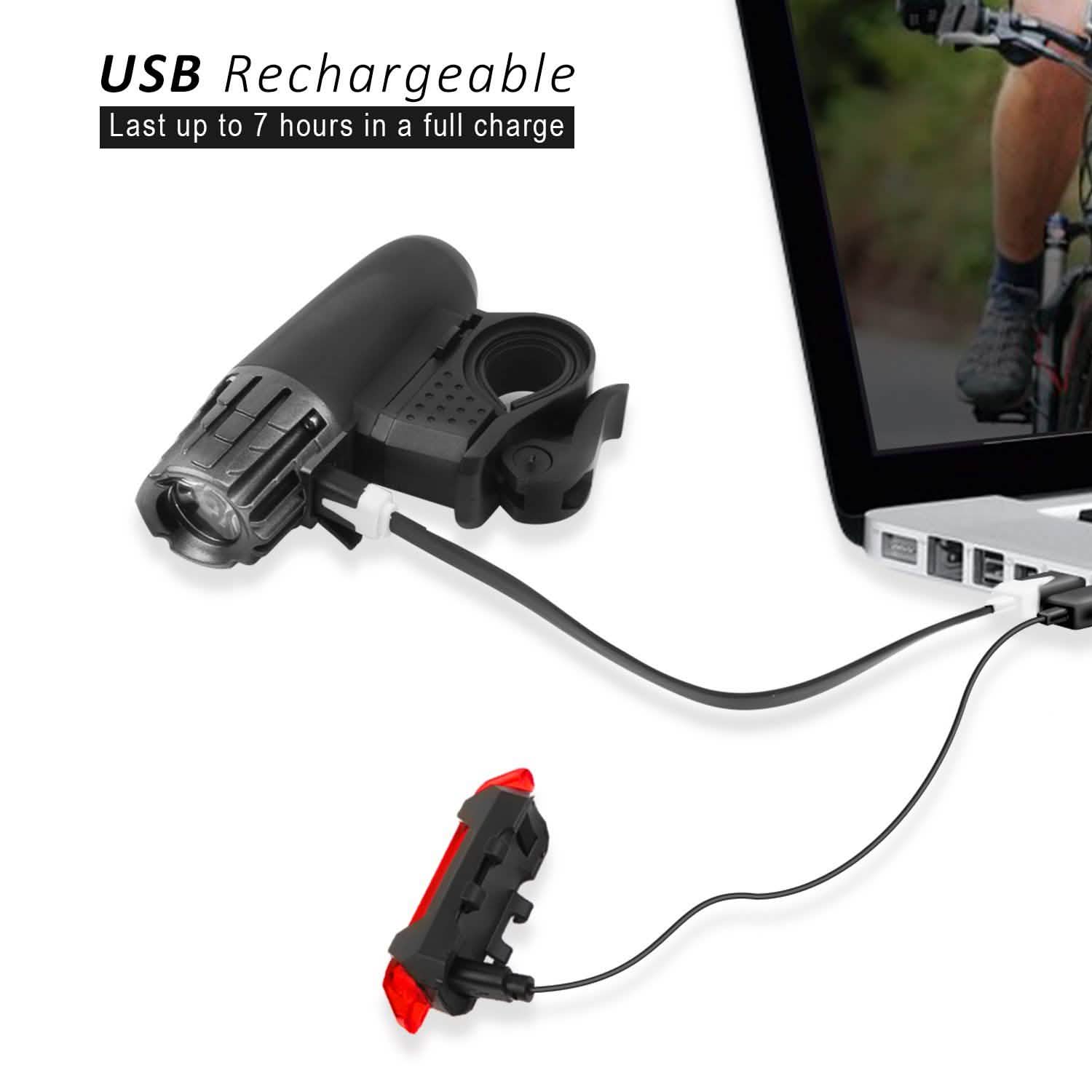 iMounTEK Bike Front Flashlight IPX4 Water-Resistant with Tail Warning/Safety LED Lamp Sports & Outdoors - DailySale