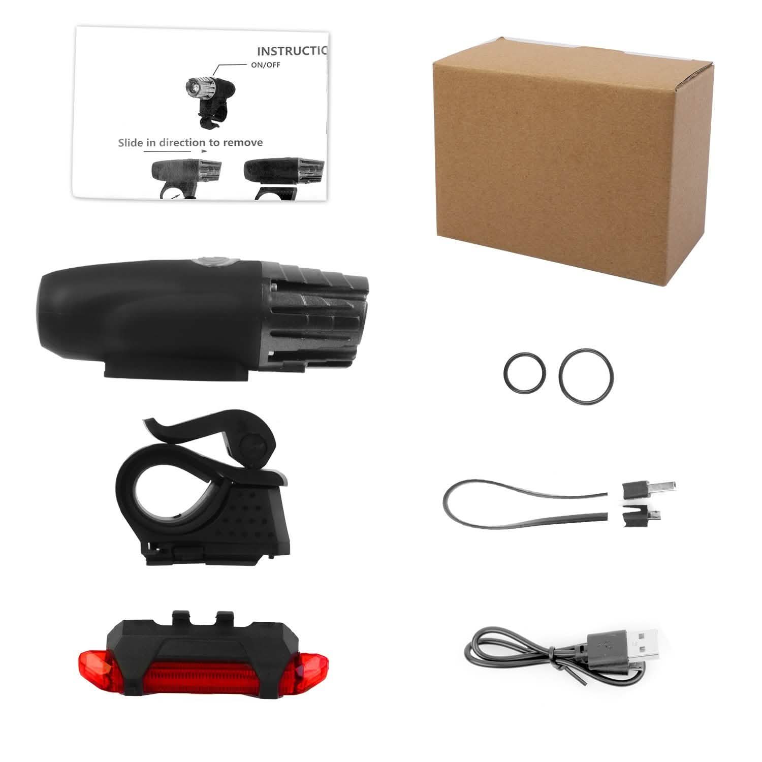 iMounTEK Bike Front Flashlight IPX4 Water-Resistant with Tail Warning/Safety LED Lamp Sports & Outdoors - DailySale