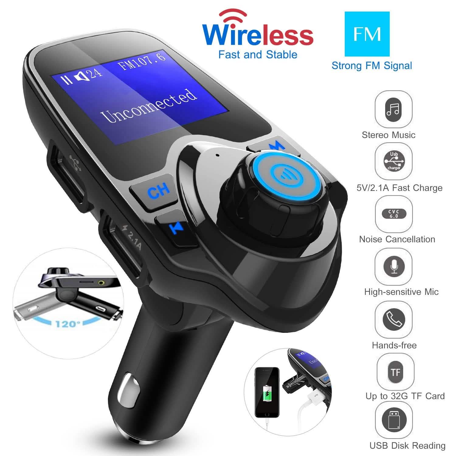 iMounTek Car Wireless FM Transmitter Automotive - DailySale