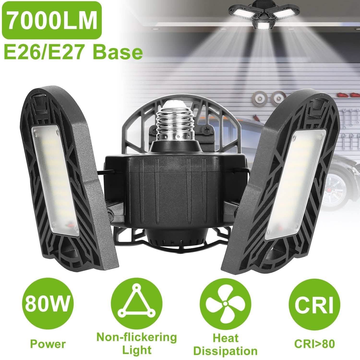 iMounTEK E26 /E27 80W 7000LM 6500K LED Garage Ceiling Light Lighting & Decor - DailySale