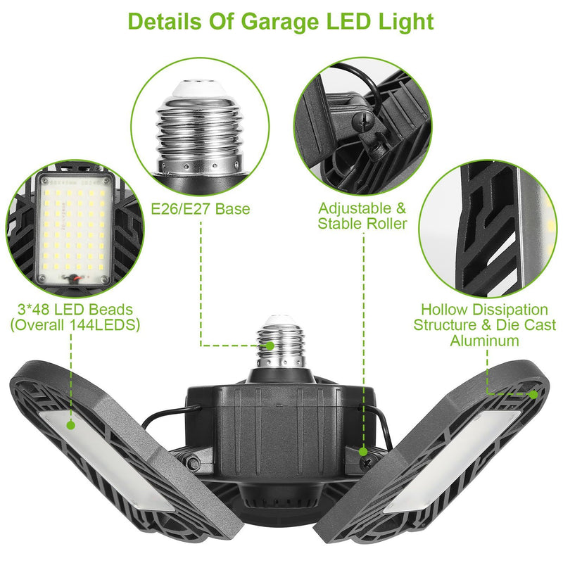 iMounTEK E26 /E27 80W 7000LM 6500K LED Garage Ceiling Light Lighting & Decor - DailySale