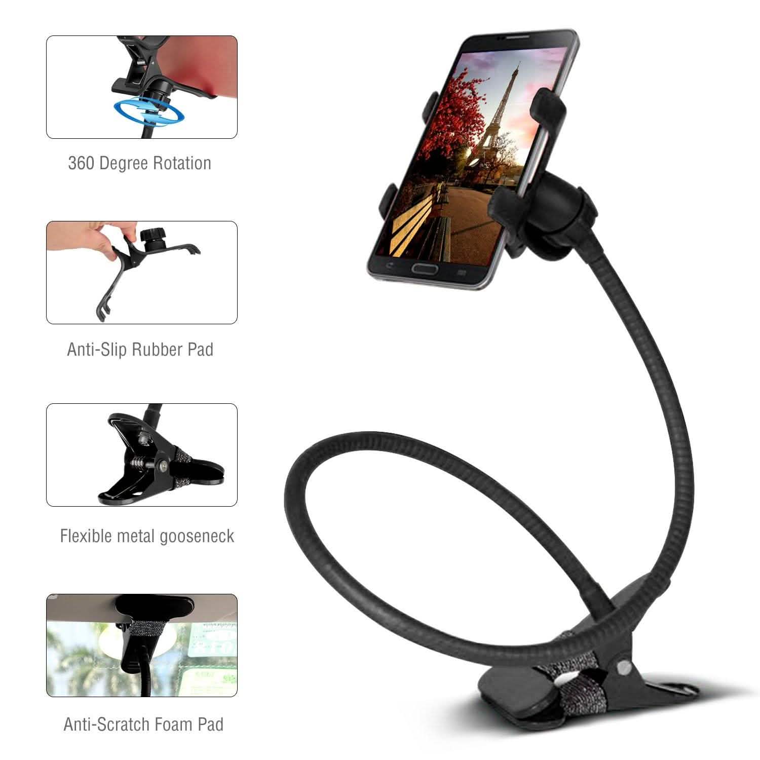 iMountek Lazy Bracket 360 Degree Rotation Gooseneck Clip Mobile Accessories - DailySale