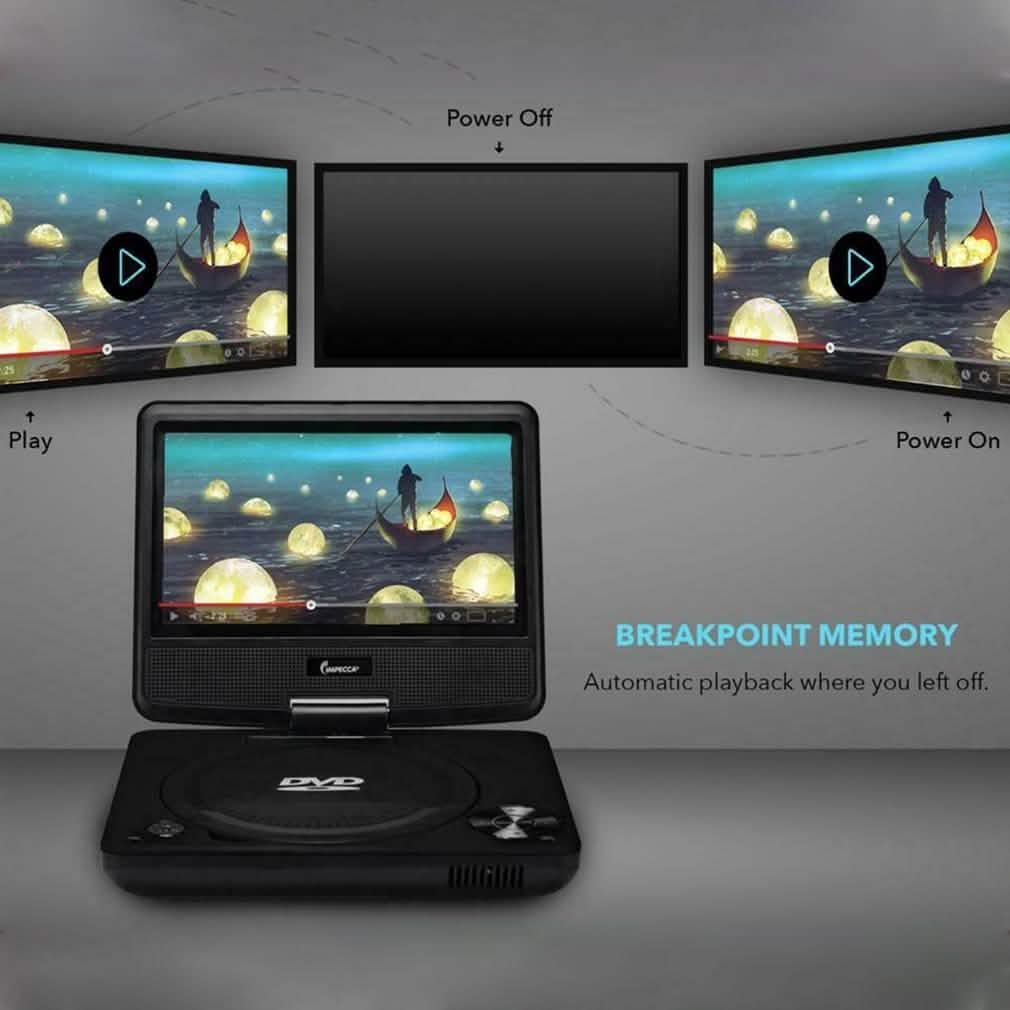Impecca DVP-772K 7-inch Swivel Screen DVD Player Gadgets & Accessories - DailySale