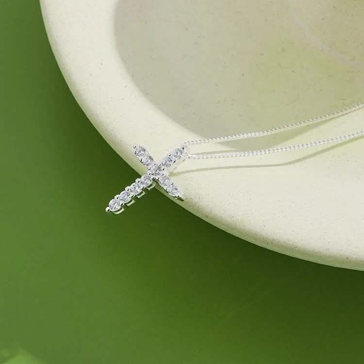 INALIS - 925 Sterling Silver Classic Cross Cubic Zirconia Necklace Necklaces - DailySale