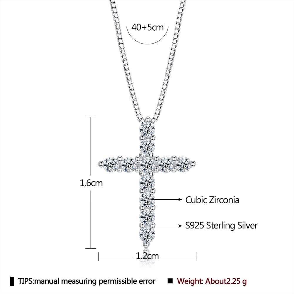 INALIS - 925 Sterling Silver Classic Cross Cubic Zirconia Necklace Necklaces - DailySale