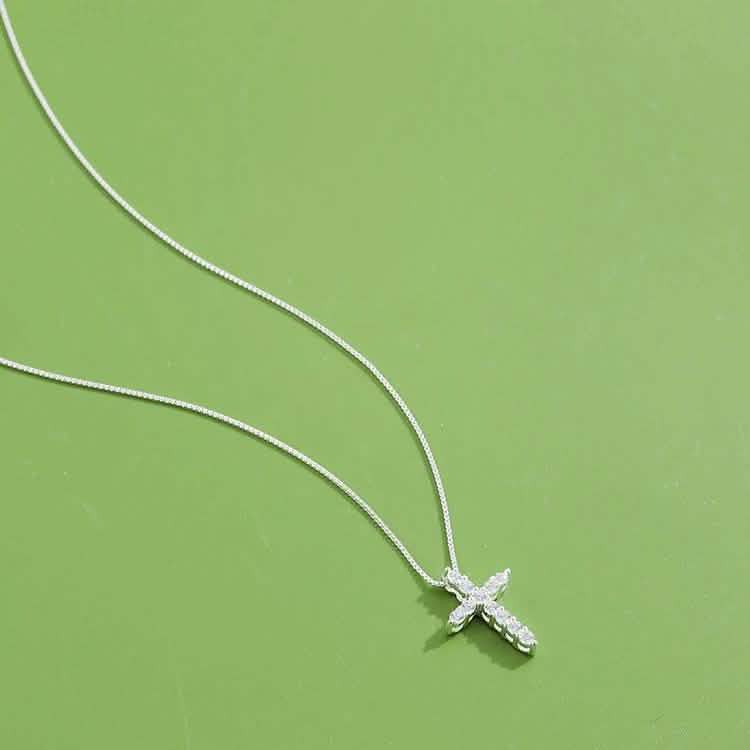 INALIS - 925 Sterling Silver Classic Cross Cubic Zirconia Necklace Necklaces - DailySale