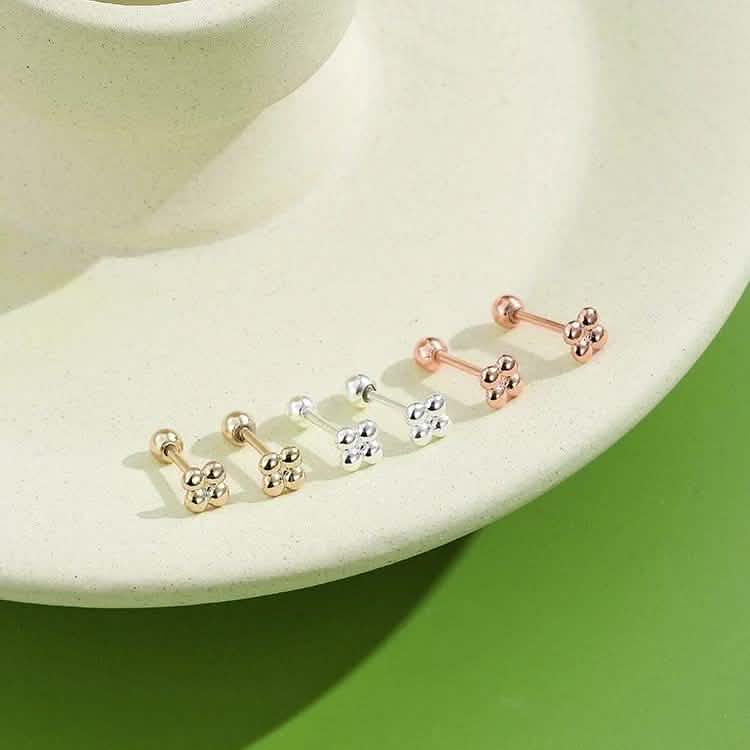 INALIS 925 Sterling Silver Minimalist Small Cute Stud Cross Flower Earrings Earrings - DailySale