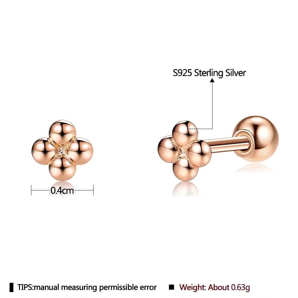 INALIS 925 Sterling Silver Minimalist Small Cute Stud Cross Flower Earrings Earrings - DailySale