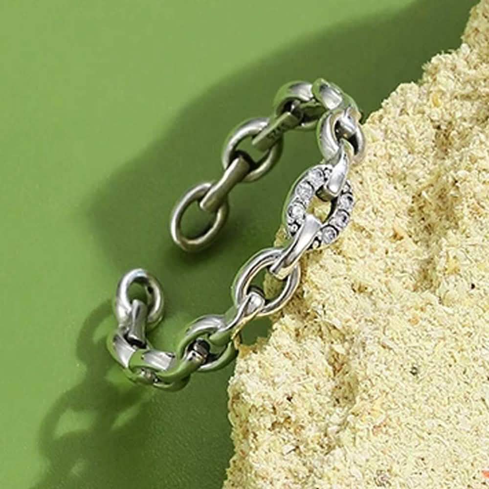 INALIS 925 Sterling Silver Opening Geometric Chain Ring for Women Rings - DailySale