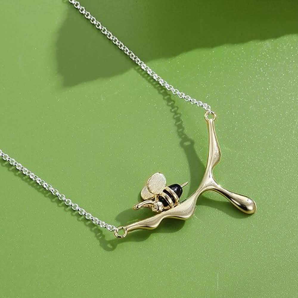 INALIS 925 Sterling Silver Pendant Cute Bee Agate Stone Luxurious Necklace Necklaces - DailySale