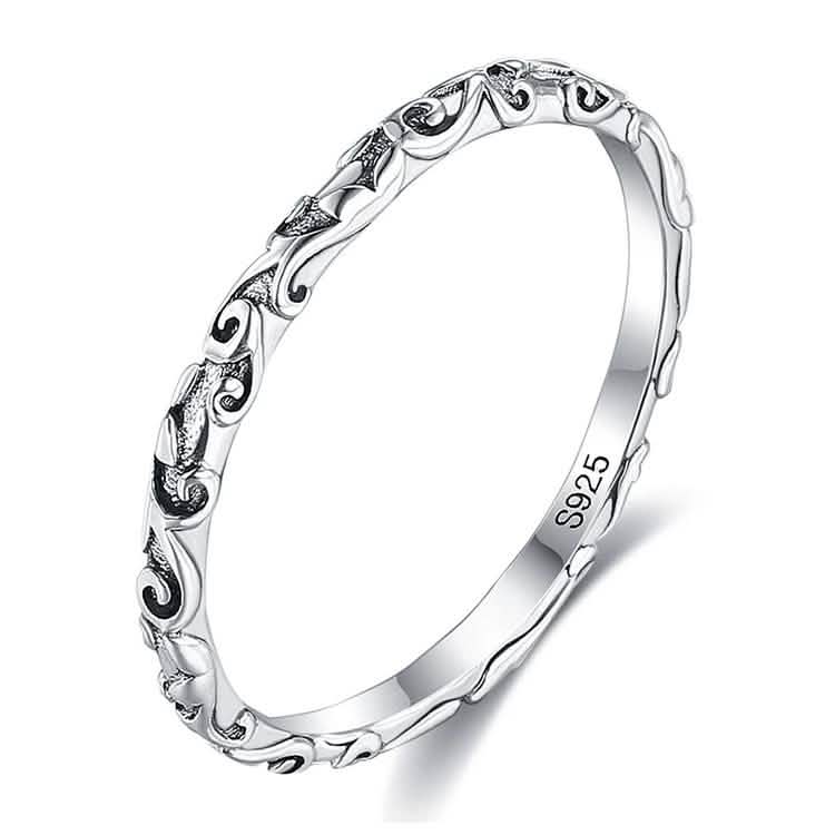 INALIS 925 Sterling Silver Ring for Women and Men Engraved Pattern Anniversary Rings Rings 6 - DailySale