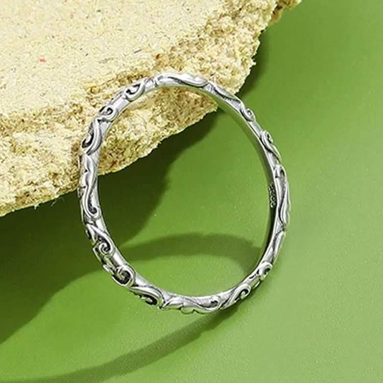 INALIS 925 Sterling Silver Ring for Women and Men Engraved Pattern Anniversary Rings Rings - DailySale