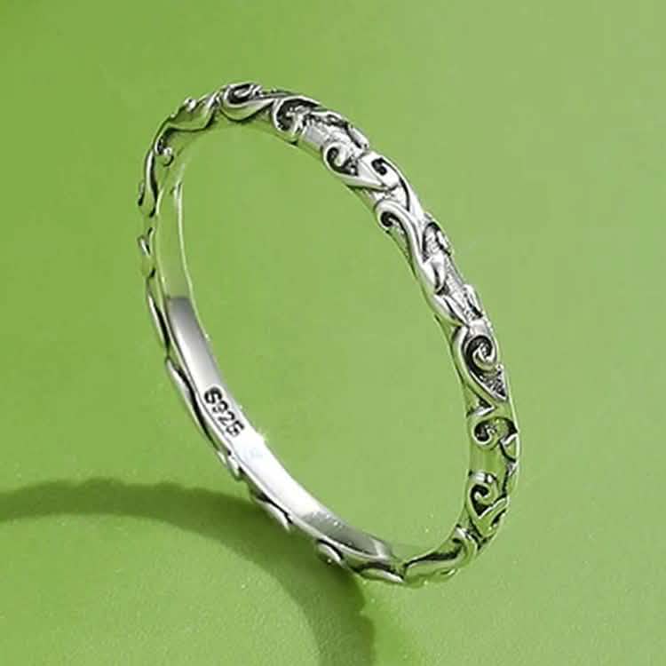 INALIS 925 Sterling Silver Ring for Women and Men Engraved Pattern Anniversary Rings Rings - DailySale