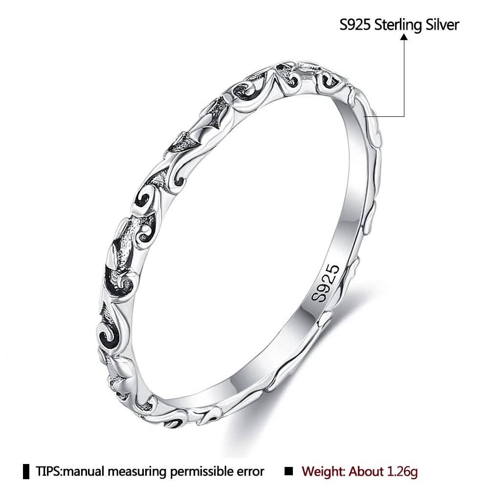 INALIS 925 Sterling Silver Ring for Women and Men Engraved Pattern Anniversary Rings Rings - DailySale