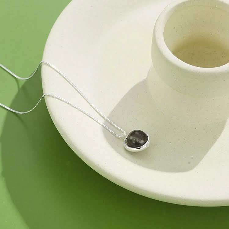 INALIS - 925 Sterling Silver Round Pendant Black Moonstone Necklace Necklaces - DailySale
