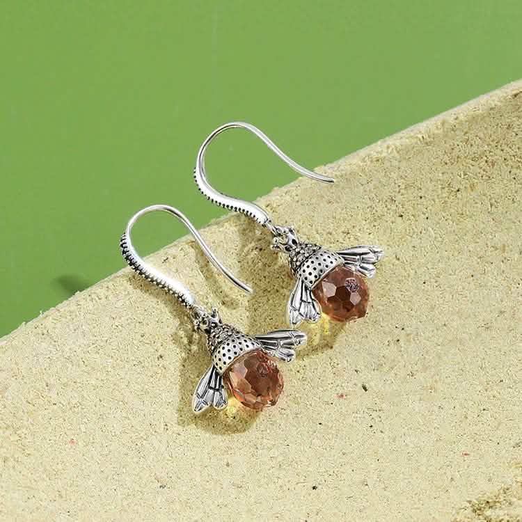 INALIS Bee Shaped 925 Sterling Silver Cubic Zirconia And Austria Crystal Earring Earrings - DailySale
