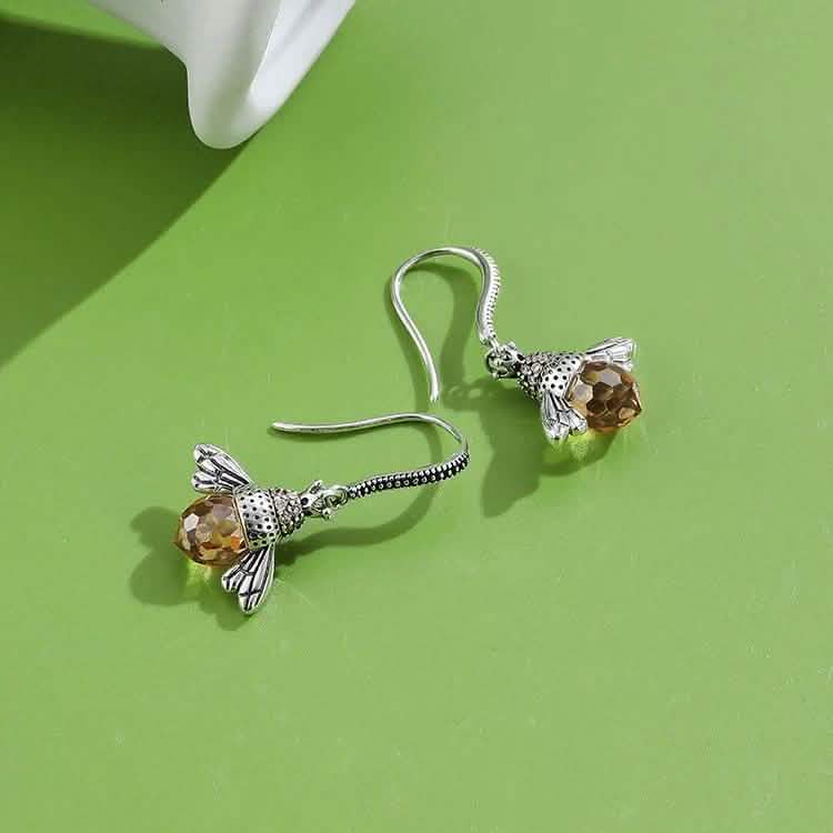 INALIS Bee Shaped 925 Sterling Silver Cubic Zirconia And Austria Crystal Earring Earrings - DailySale
